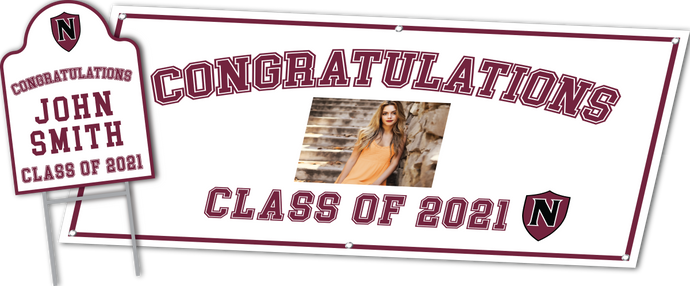 Graduation Package includes Custom Banner and Shape Cut Yard Sign
