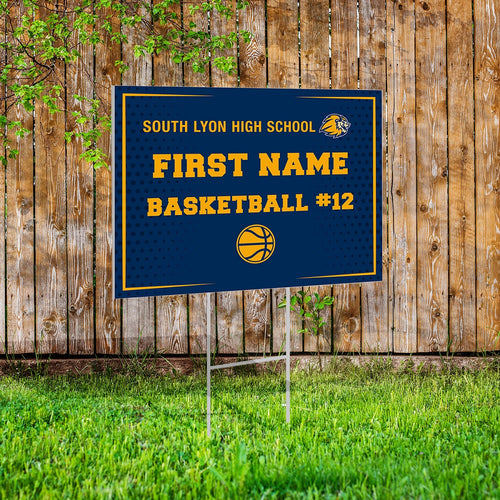 Fundraising Yard Sign Example - Custom School, Logo, Name, Number, and Sport